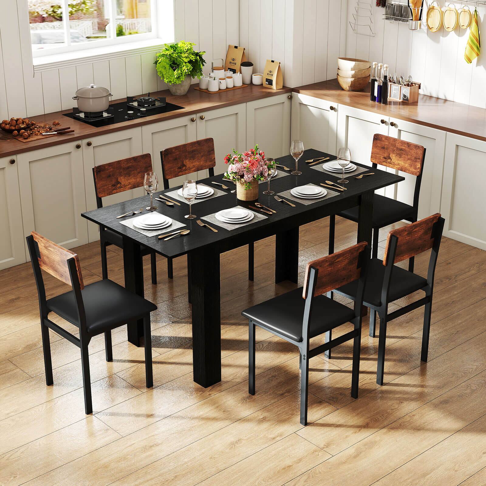 Alt View 1. Costway - Costway 47"-62" Extendable Dining Table for 4-8 People for Dining Room Home Office - Black.