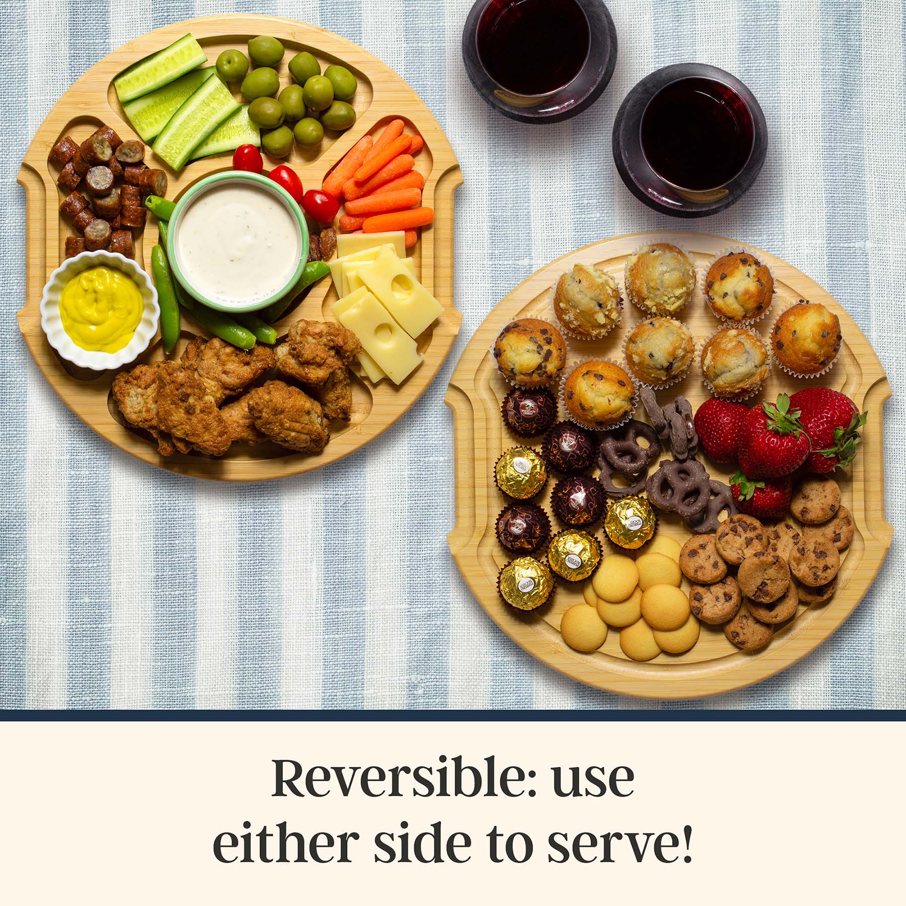 Reversible: use either side to serve!