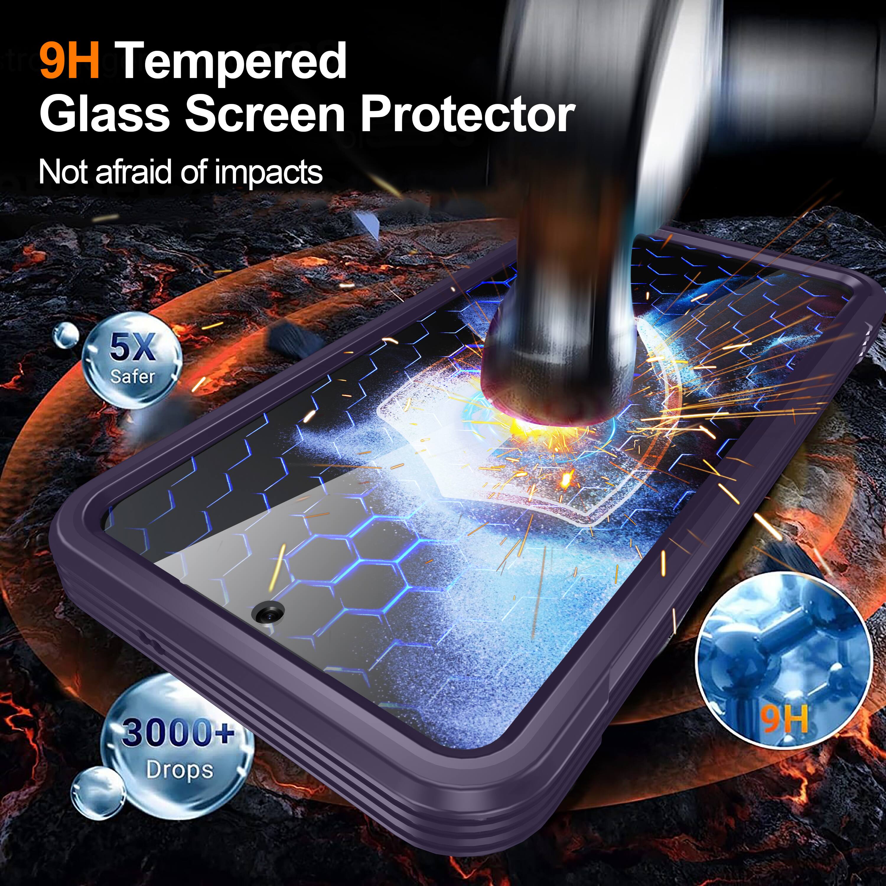 9H Tempered Glass Screen Protector  
Not afraid of impacts  
5X Safer  
3000+ Drops  
9H