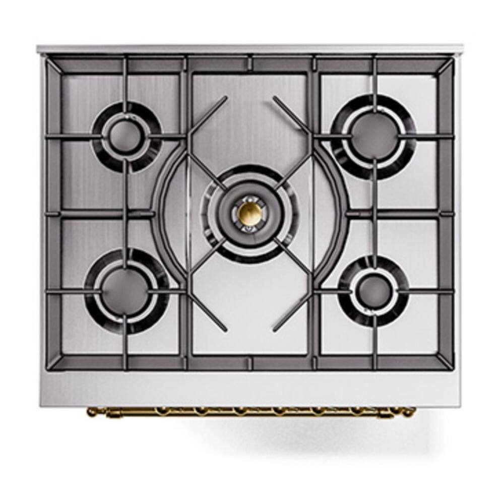 Alt View 4. ILVE - ILVE Nostalgie II 30 inch Dual Fuel Range with 5 Burners with 4 cu. ft. Oven Capacity (White, Brass) - White.