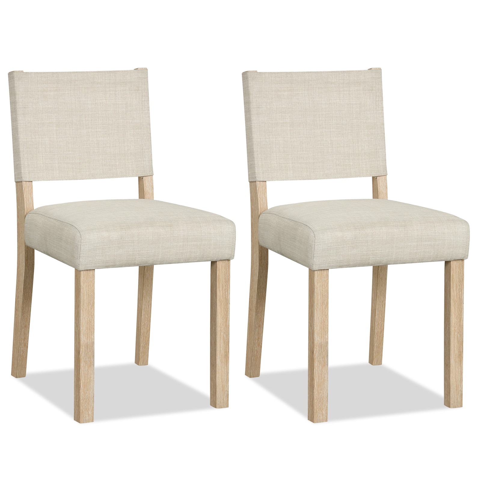 Costway - Set of 2 Upholstered Dining Chairs, Kitchen Chairs with Solid Rubber Wood Legs - Natural + Beige price history on PriceWatchPro