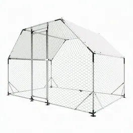 RYHNUYNE - Walk-in Chicken Coop, Galvanized Metal Poultry Cage Run with Waterproof Cover, UV-Resistant Tarp & Secure Lockable Door
