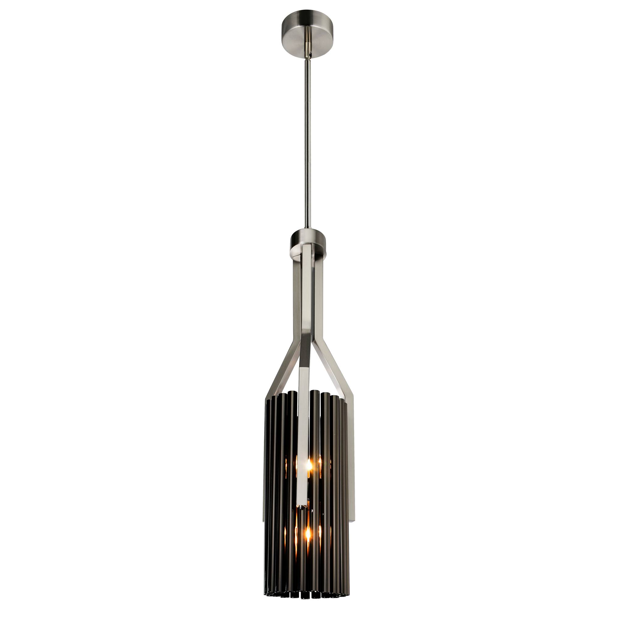 Angle. CWI Lighting - Fermont 6 Light Satin Nickel and Pearl Black Mini Pendant - Satin Nickel & Pearl Black.