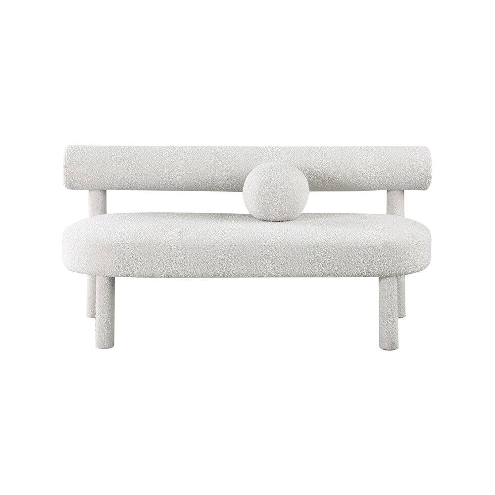 Back. Meridian Furniture - Parlor Cream Boucle Fabric Bench - Cream Boucle Fabric.