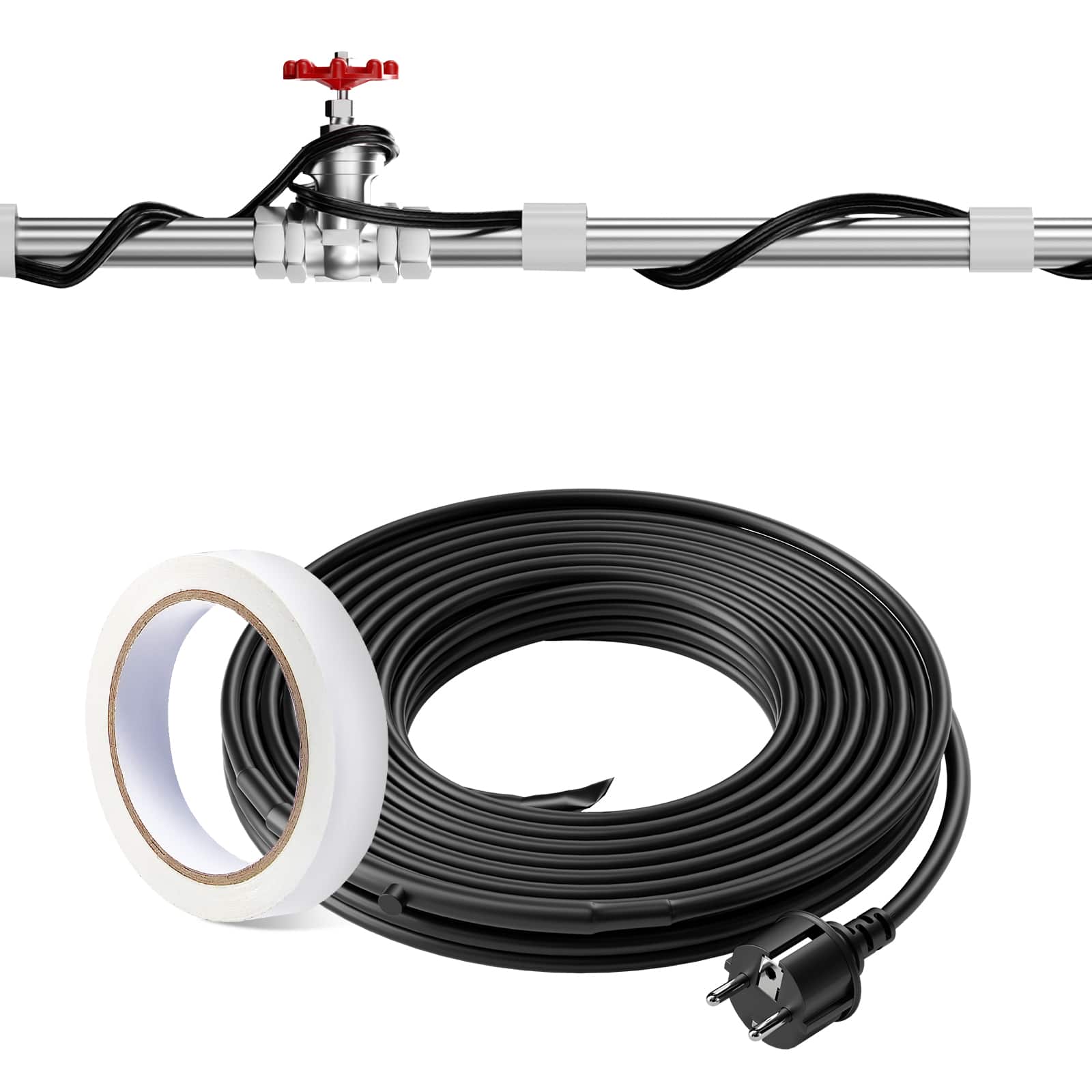 VEVOR - Self-Regulating Pipe Heating Cable,12FT 5W/FT Heat Tape for Pipes Freeze Protection, Water Pipe Heat Cable with Built-in - Black;Orange price history on PriceWatchPro