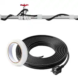 VEVOR - Self-Regulating Pipe Heating Cable, 6-feet 5W/ft Heat Tape for Pipes Freeze Protection, Protects PVC Hose - Black;Orange