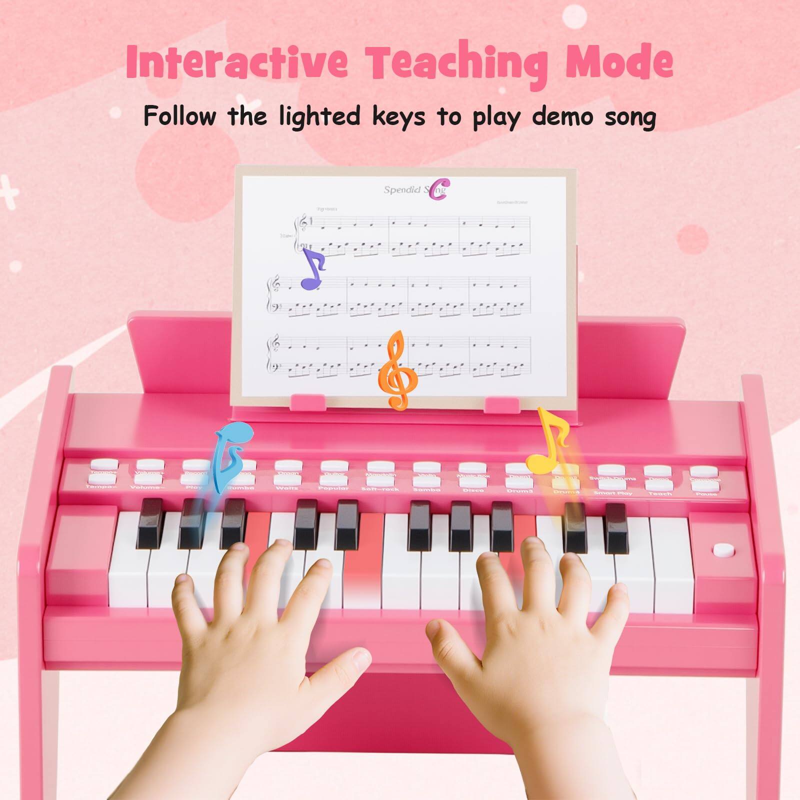 Interactive Teaching Mode  
Follow the lighted keys to play demo song