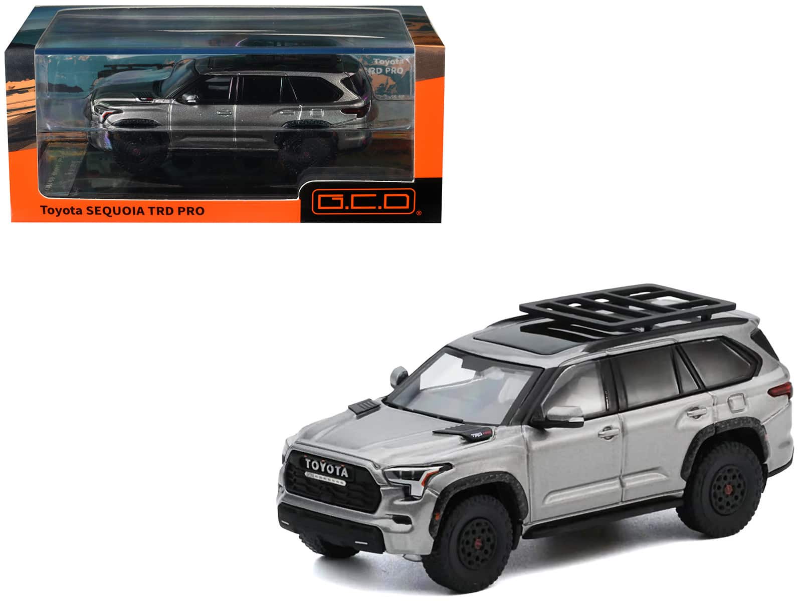 Toyota Sequoia TRD PRO Silver Metallic with Roof Rack 1/64 Diecast Model Car by GCD price history on PriceWatchPro