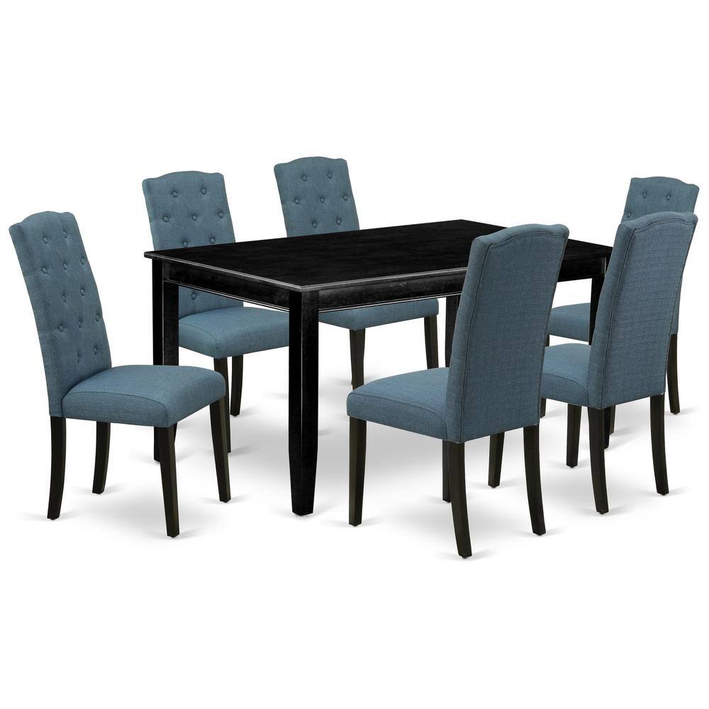 Back. East West Furniture - Dining Room Set Black - Brown.