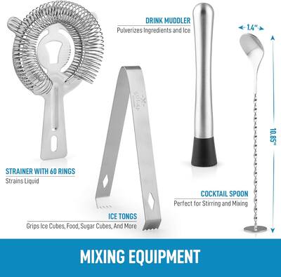 Zulay Kitchen 24 Piece Bartender Kit Stainless Steel Bar Set
