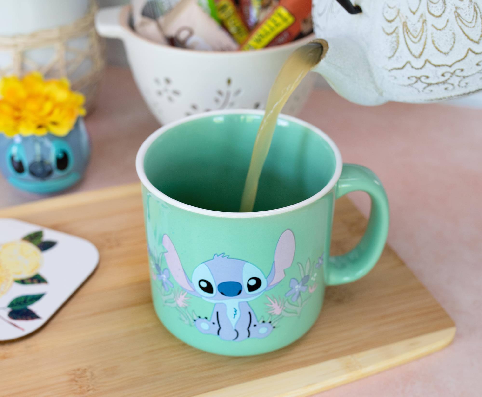 Alt View 3. Silver Buffalo - Disney Lilo & Stitch "Ohana Means Family" Ceramic Camper Mug | Holds 20 Ounces - Blue.