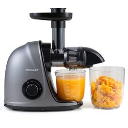 Costway - Cold Press Juicer Machine, 95%High Yield Slow Masticating Juicer with 2-Speed Modes - Silver