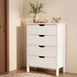 Gymax - 4-Drawer Dresser Nightstand w/Handles Anti-Tipping Kits&Deep Drawers for Bedroom - White