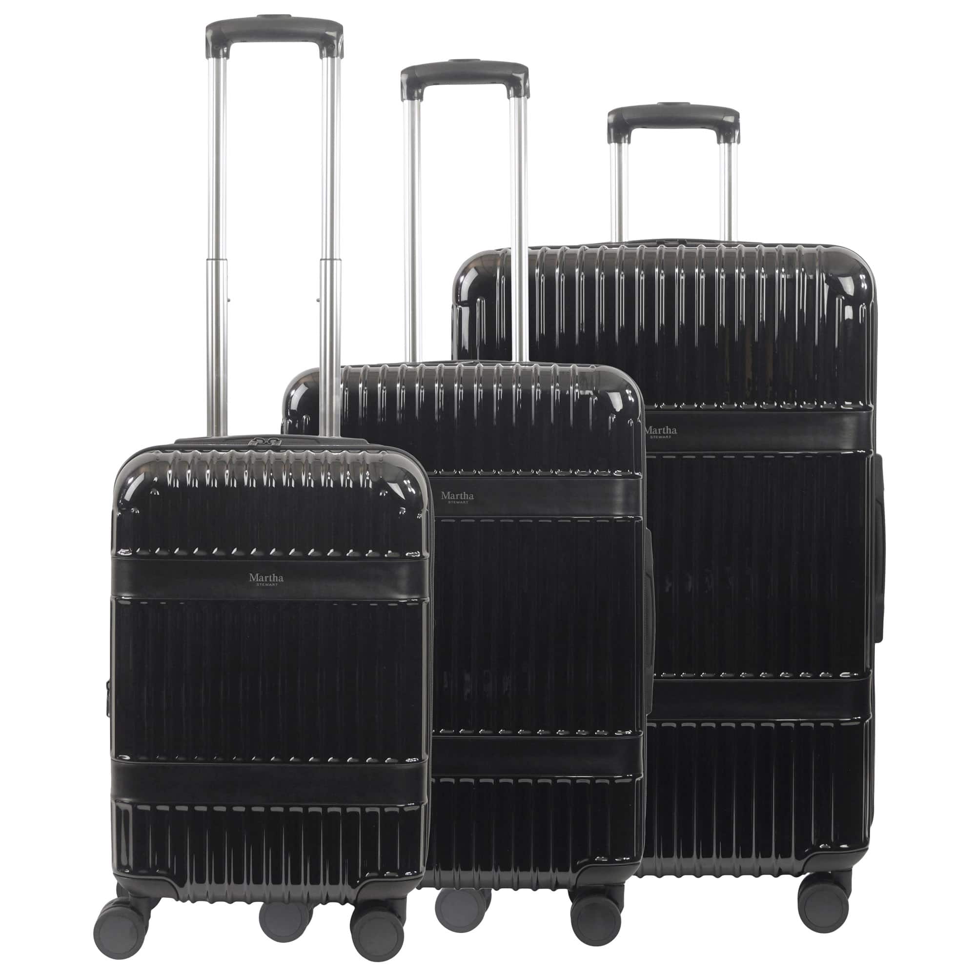 Martha Stewart - The Bedford 3-Piece Hardcase Luggage Set - Black