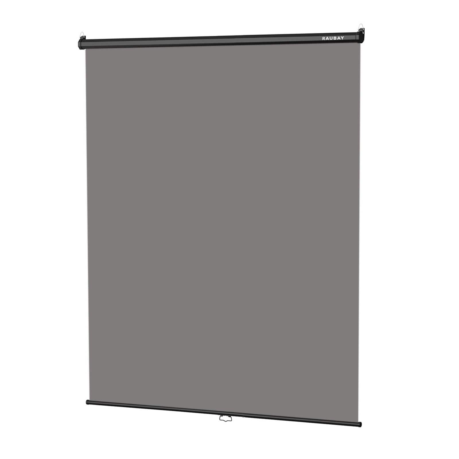 RAUBAY - 5′ x 7.2′ Pull Down Screen Backdrop Retractable Collapsible Wall-Mount Background - Grey