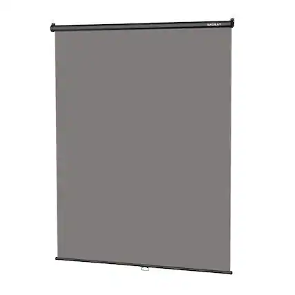 Front. RAUBAY - 5′ x 7.2′ Pull Down Grey Screen Backdrop Retractable Collapsible Wall-Mount Background - Grey.