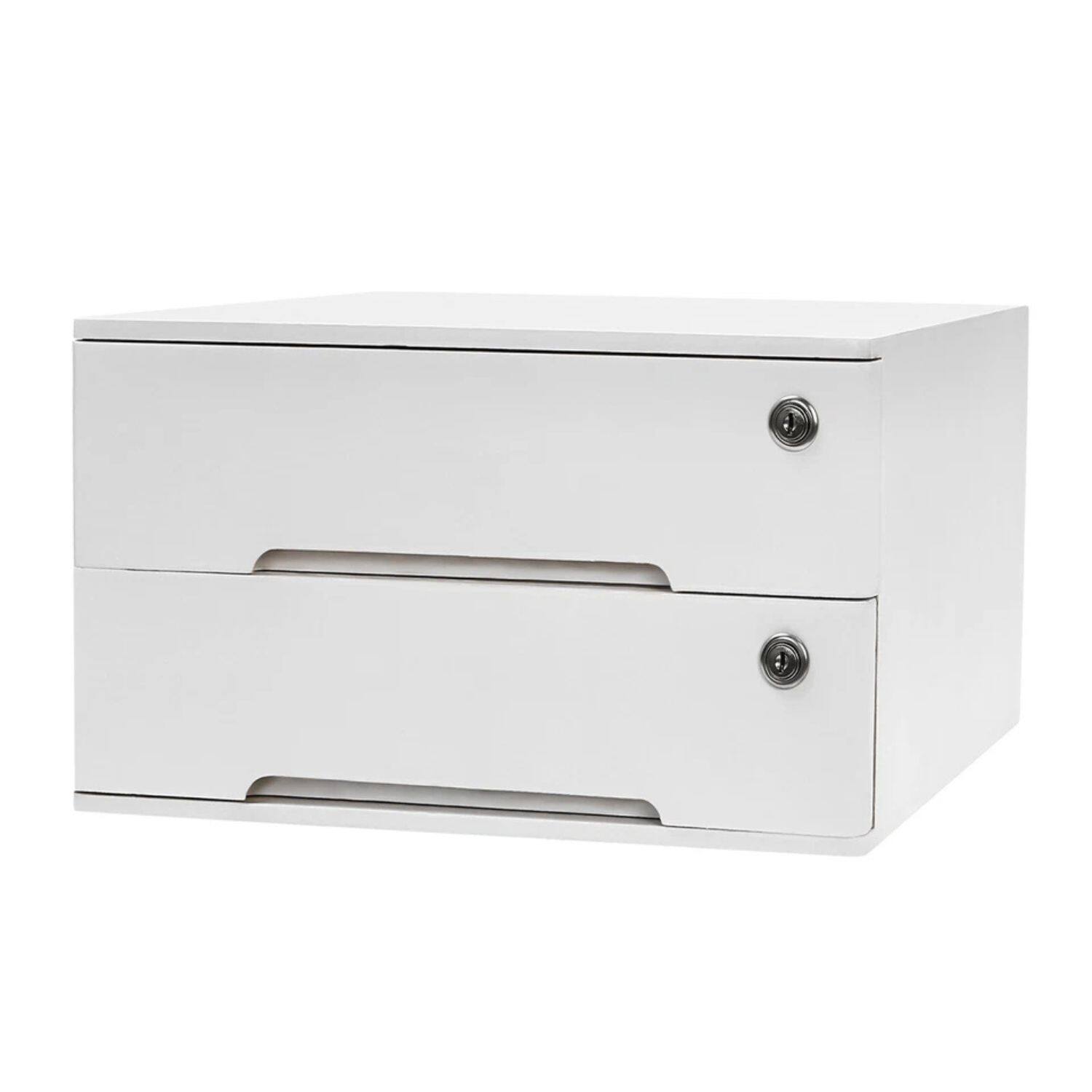 Alt View 1. Home Collection - 2-Drawer Wooden Desk Organizer – Desktop Storage Cabinet for Office & Home - White.