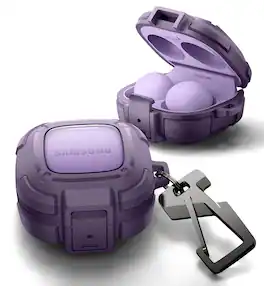 Dexnor - Bumper Case for Samsung Galaxy Buds FE/Buds 2 Pro/Buds 2)/Buds Pro (2021)/Buds Live with Secure Lock, Carabiner - Phantom Purple
