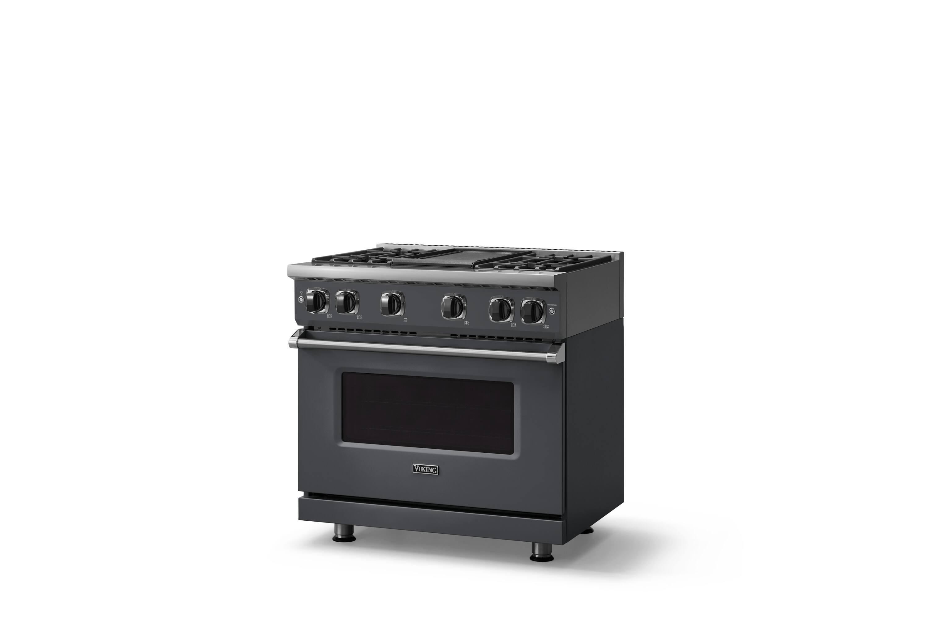 Angle. Viking - Pro 7 Series 5.6 Cu. Ft. Freestanding Sealed 4 Burner Gas Convection Range/Griddle - Cast Black - Cast Black.