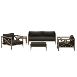 Modway - Northlake 5-Piece Teak Outdoor Patio Furniture Set - Flint Gray