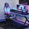 Bestier - RGB Gaming Chair with LED Lights Ergonomic Cushion & Breathable Mesh Back Computer Chair - Black