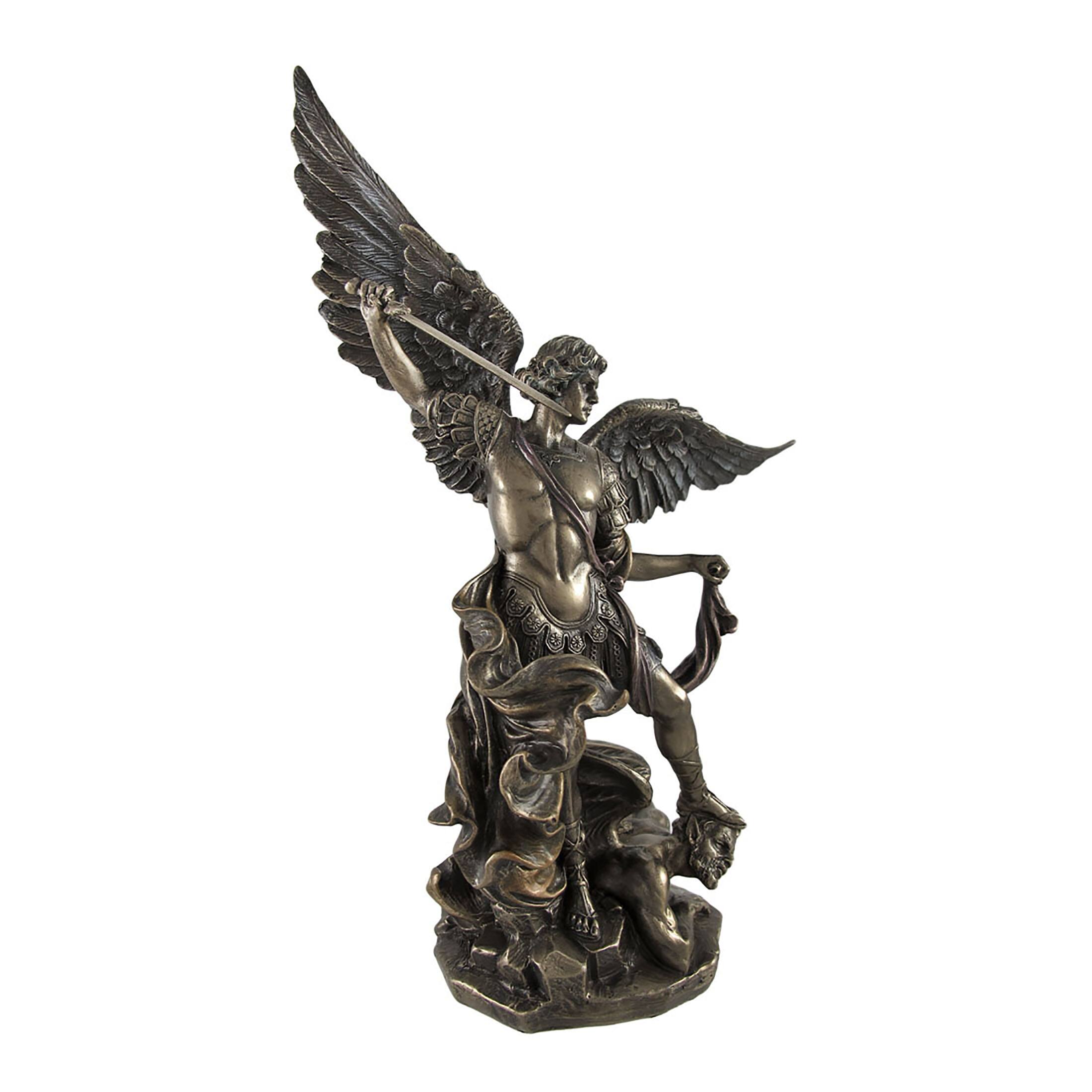 Alt View 1. Veronese Design - Bronzed St. Michael Defeating Lucifer Statue 10 In. - Bronze.