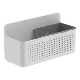 OU - Hanging Sink Organizer, Self‑Adhesive Caddy with Removable Sponge Tray for Kitchen Storage - White