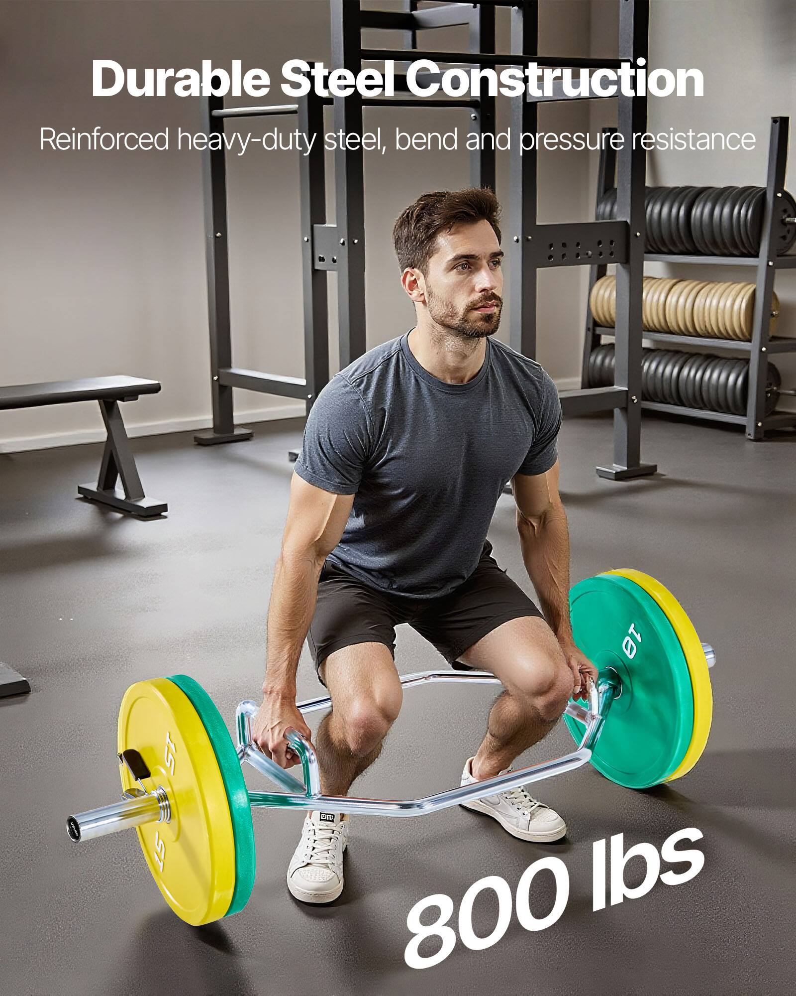 Durable Steel Construction  
Reinforced heavy-duty steel, bend and pressure resistance  
800 lbs