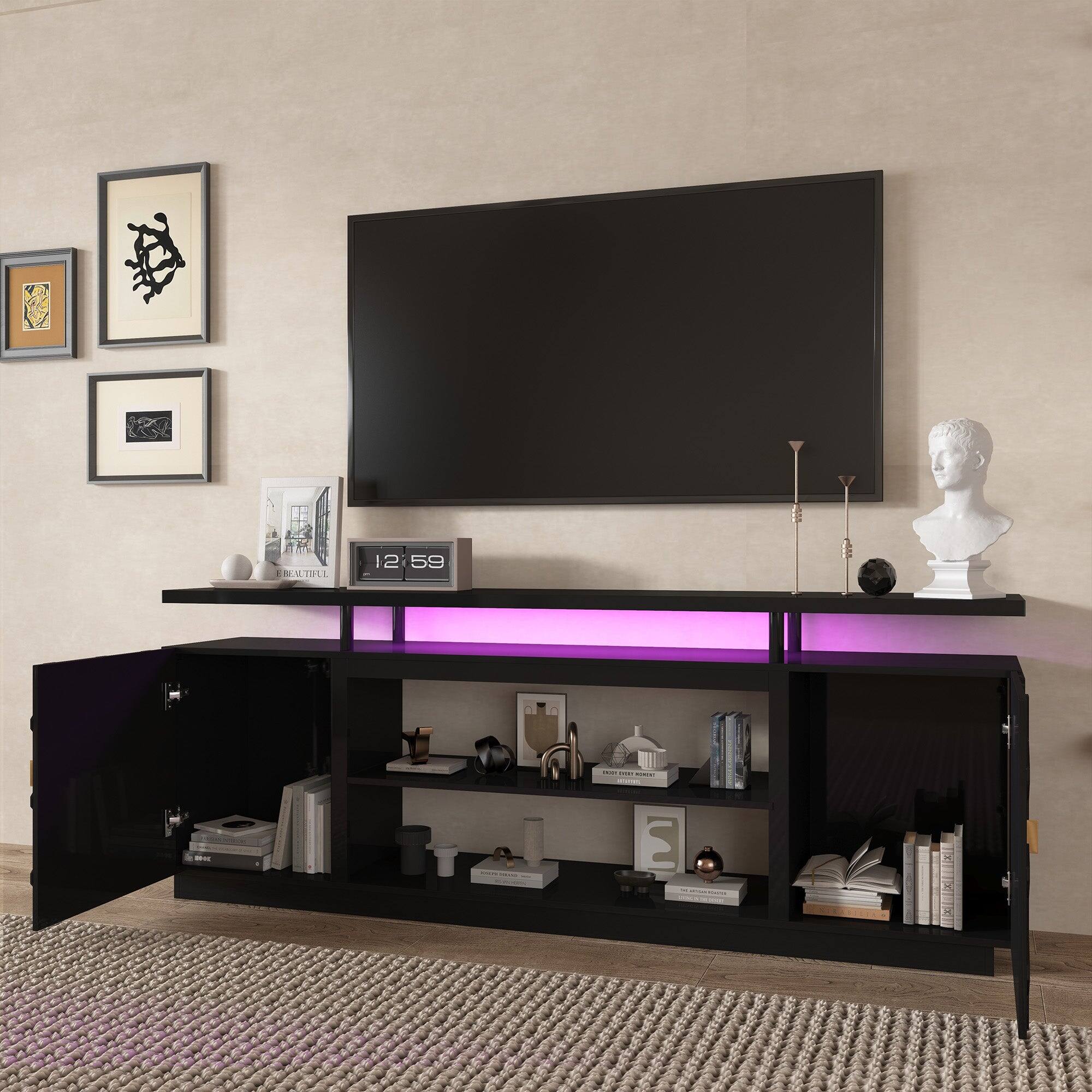 Alt View 3. Boyel Living - Black Multifunctional TV Stand Fits TVs up to 70 to 80 in. - Black.