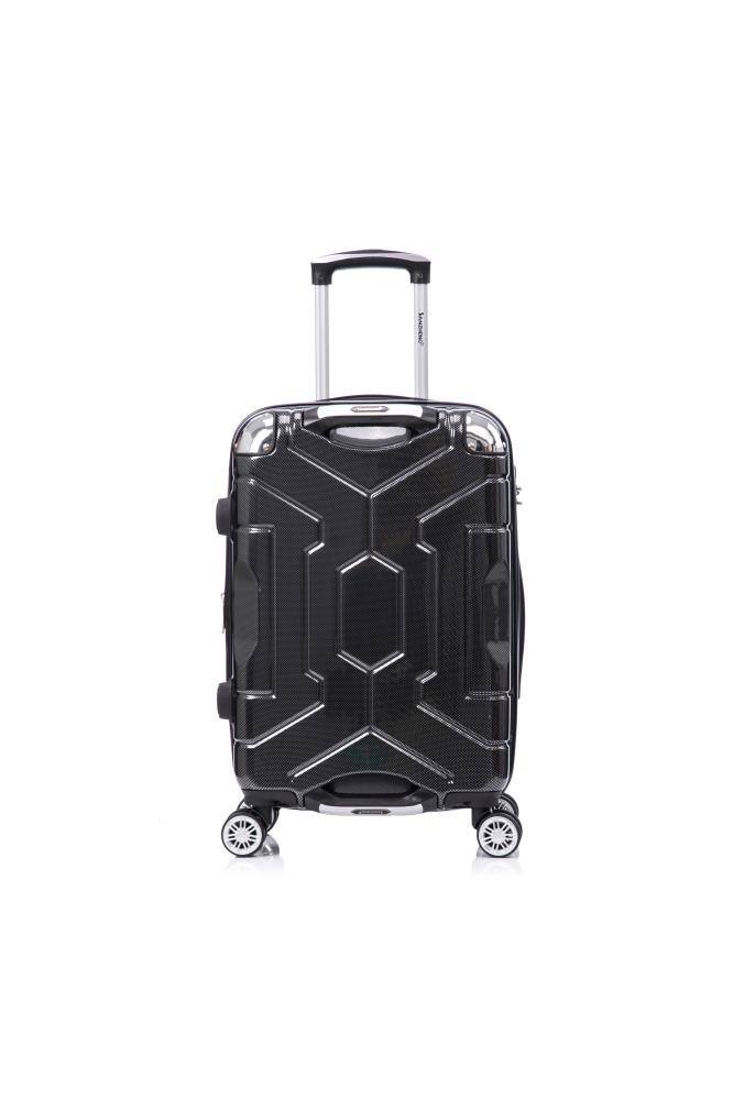 Left. BreeBe - Luggage set PC material 4 piece travel luggage set, with rotating wheels and a sense of technology - Black.
