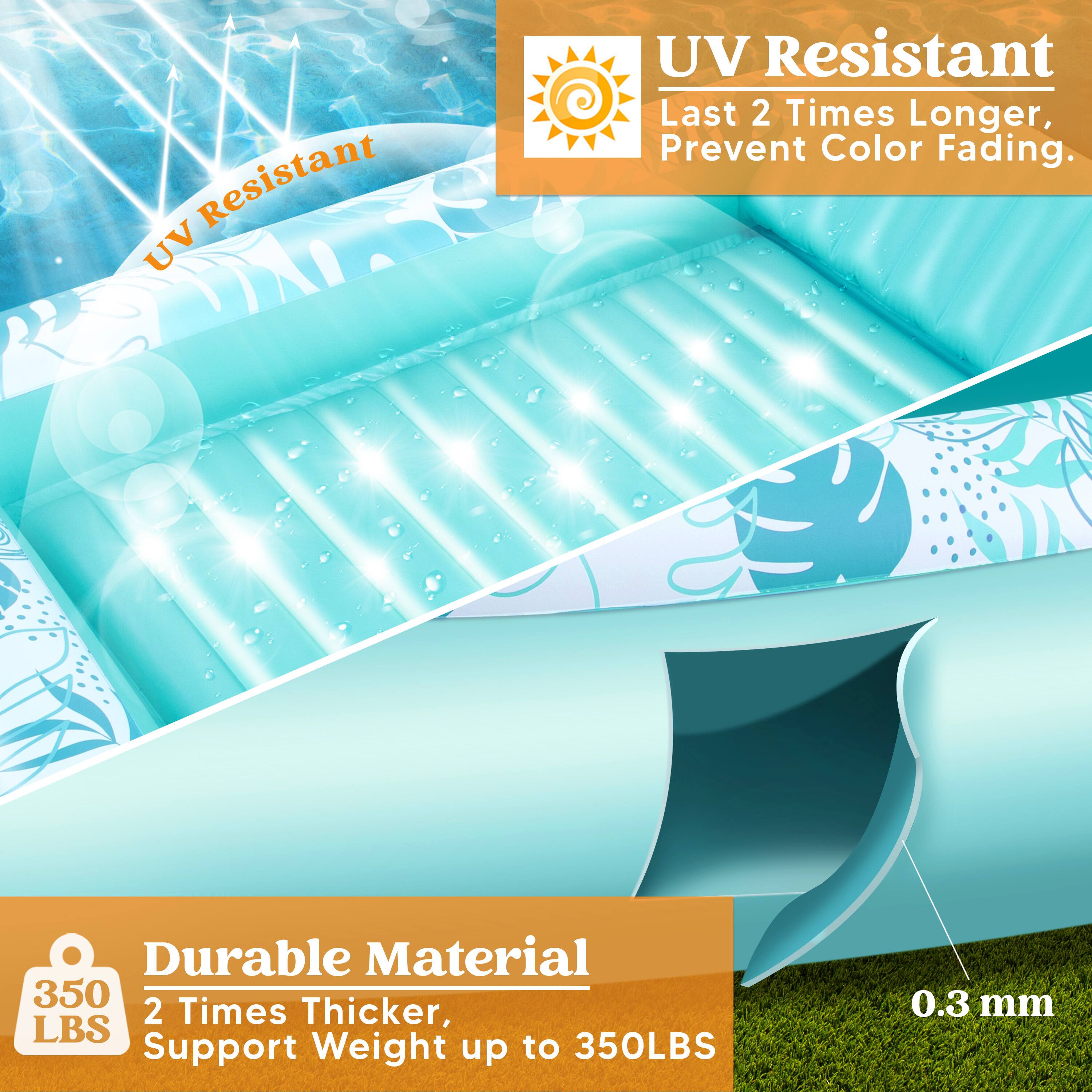UV Resistant  
Last 2 Times Longer, Prevent Color Fading.  

Durable Material  
350 LBS  
2 Times Thicker, Support Weight up to 350LBS  
0.3 mm
