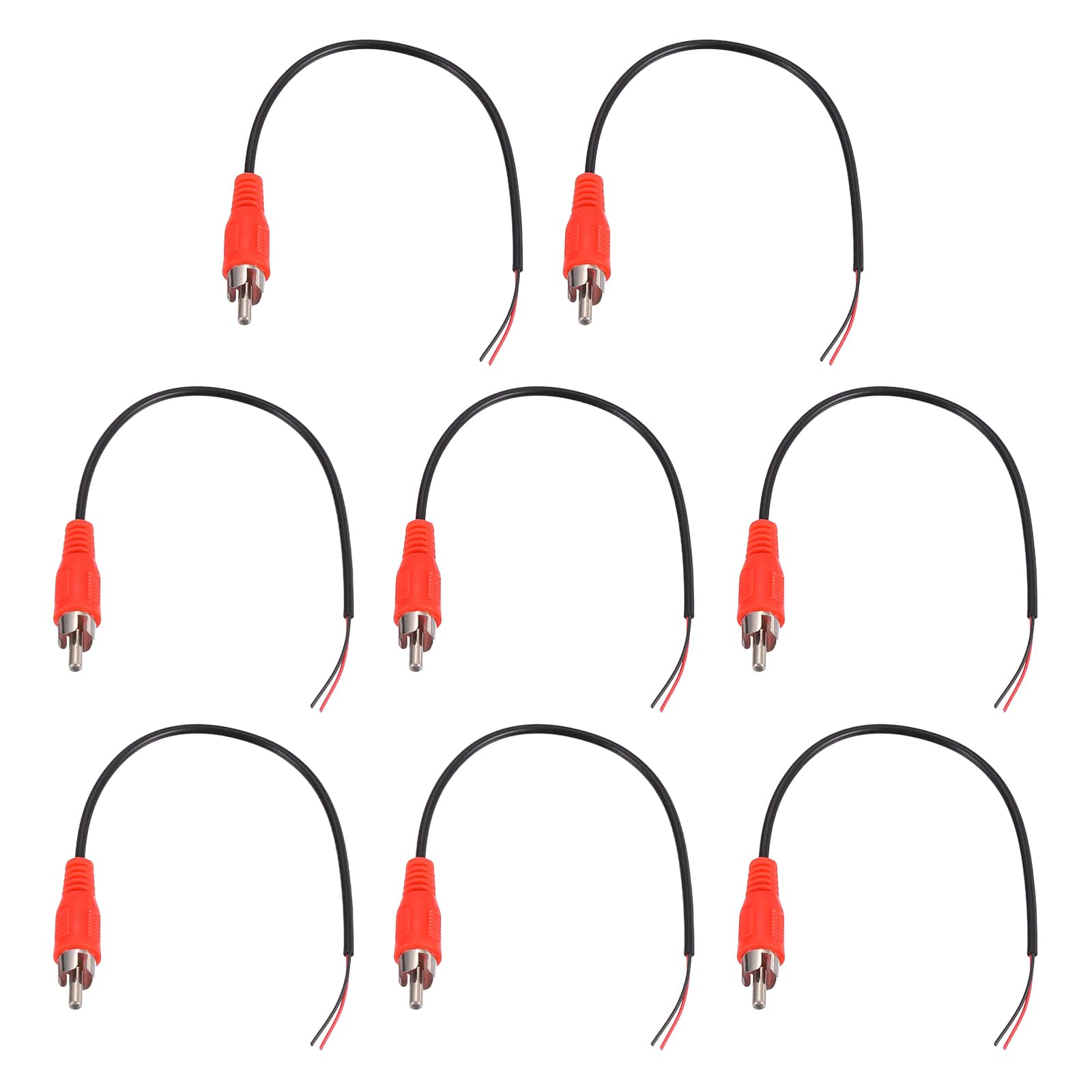 Unique Bargains - 8pcs 8in RCA Audio Subwoofer Cable, 1 RCA Male Plug to Bare Wire Open End Audio Video Speaker for Amplifier Home Theater - Red