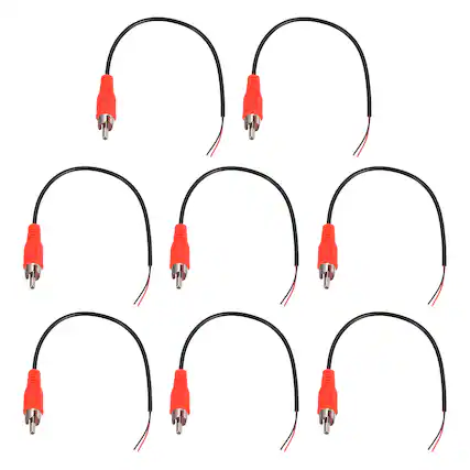 Front. Unique Bargains - 8pcs 8in RCA Audio Subwoofer Cable, 1 RCA Male Plug to Bare Wire Open End Audio Video Speaker for Amplifier Home Theater - Red.