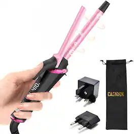 ESBANY - Mini Curling Iron for Travel,110~240V Dual Voltage with European Plug Adapter,Small Curling Iron for Short Hair,1/2 inch