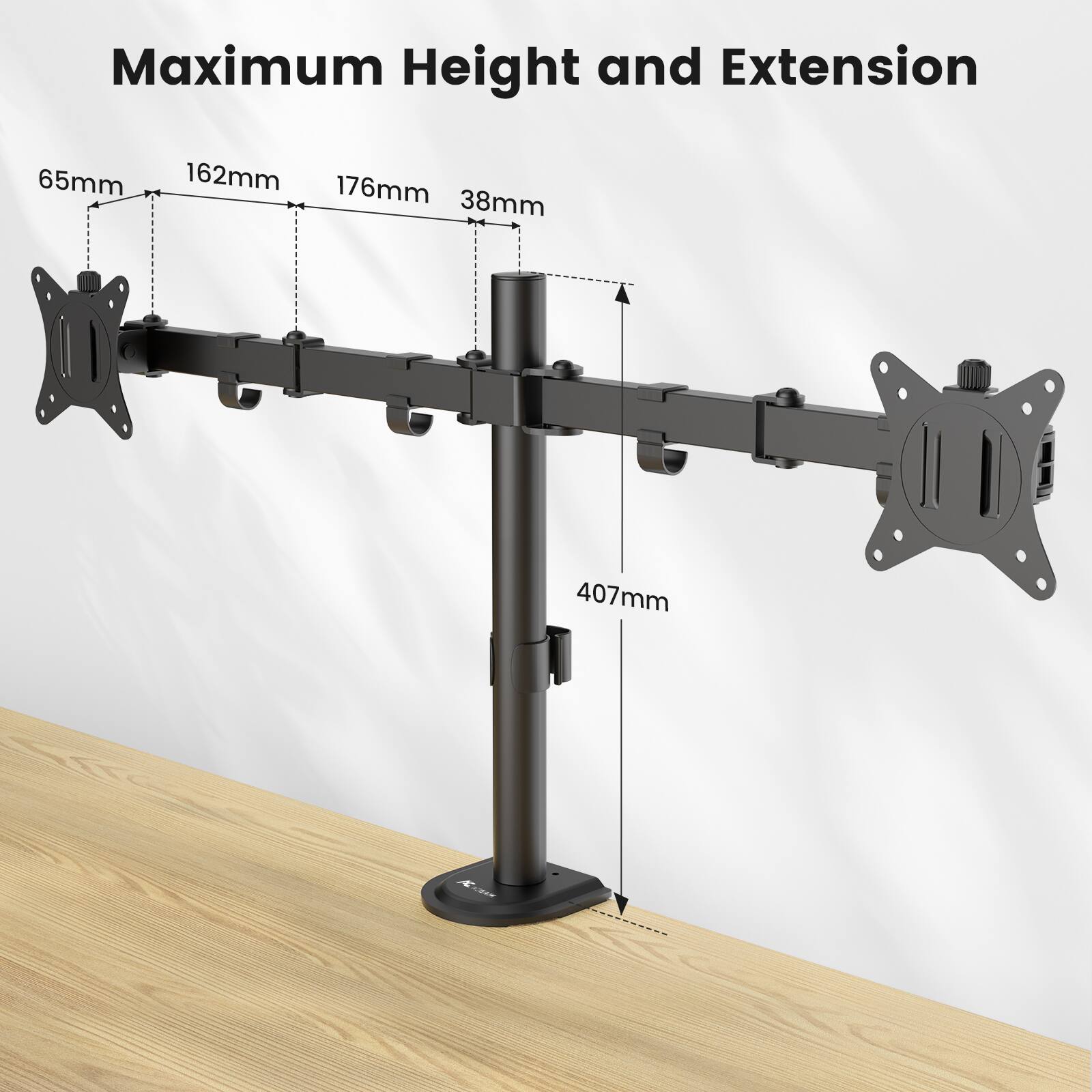 Maximum Height and Extension

65mm  
162mm  
176mm  
38mm  
407mm