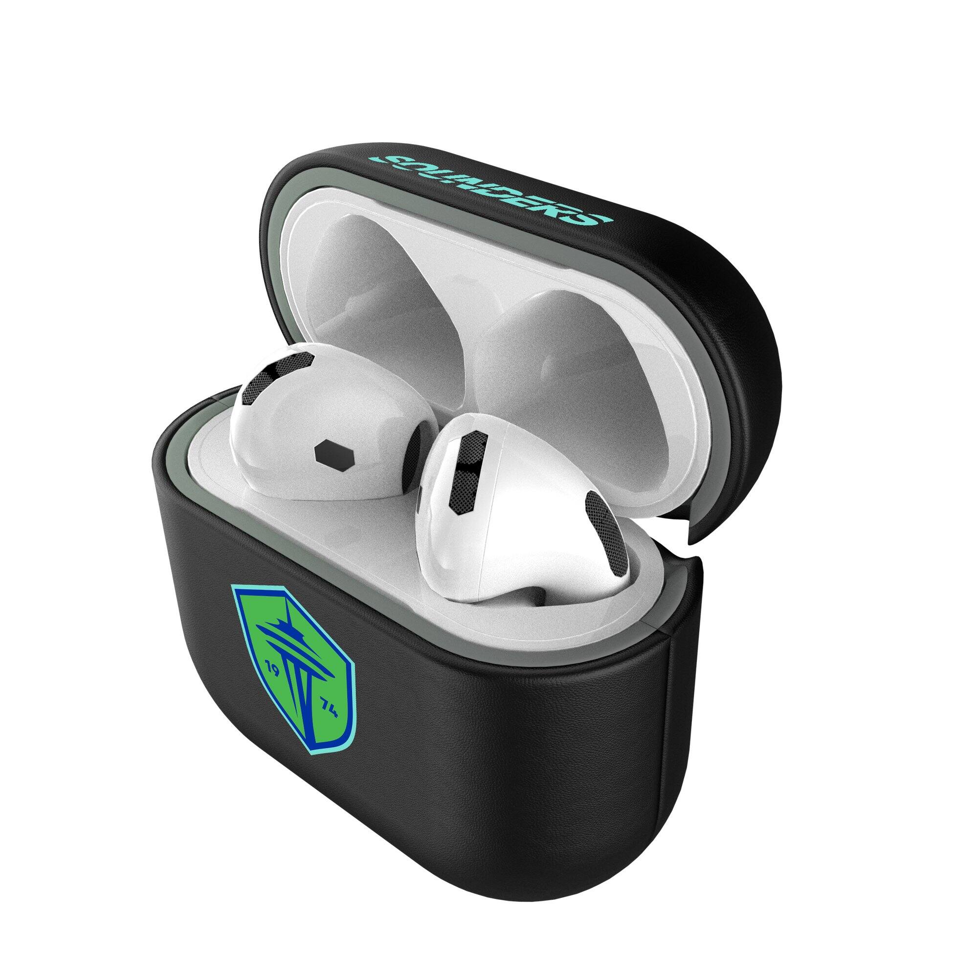 Alt View 3. Keyscaper - Seattle Sounders FC Seattle Sounders FC Insignia AirPods 4th Generation Case Cover - No Size - Black.