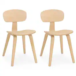 Gymax - Modern Dining Chair Set of 2 w/Wide Seat & Curved Backrest Adjustable Foot Pads - Yellow