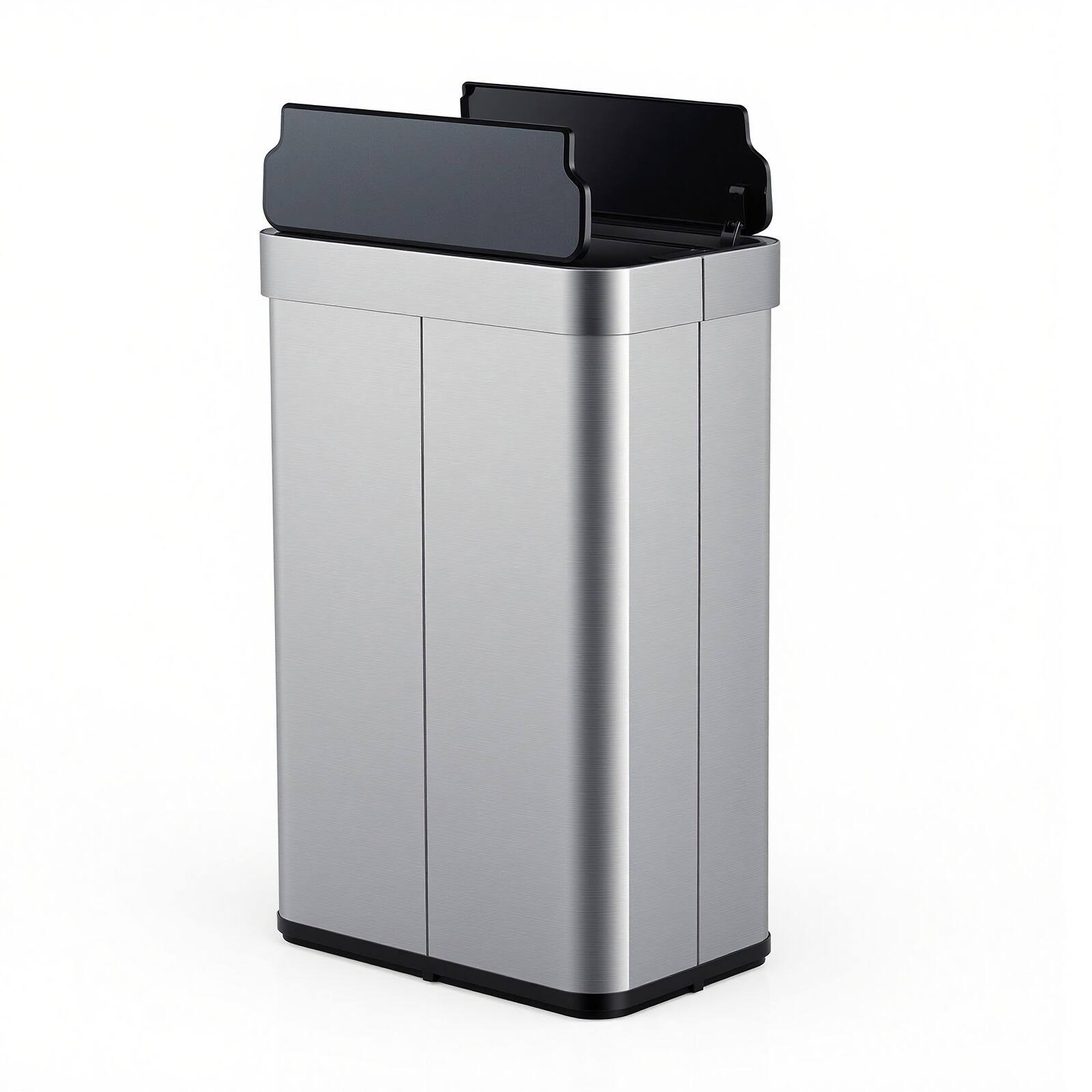 Costway - 16 Gallon Trash Can with Wing Lids for Bedroom Bathroom Kitchen, Stay Open - Silver price history on PriceWatchPro