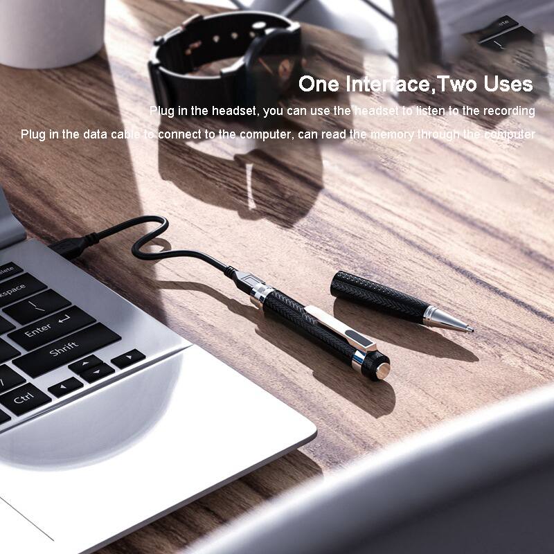One Interface, Two Uses

Plug in the headset, you can use the headset to listen to the recording

Plug in the data cable to connect to the computer, can read the memory through the computer