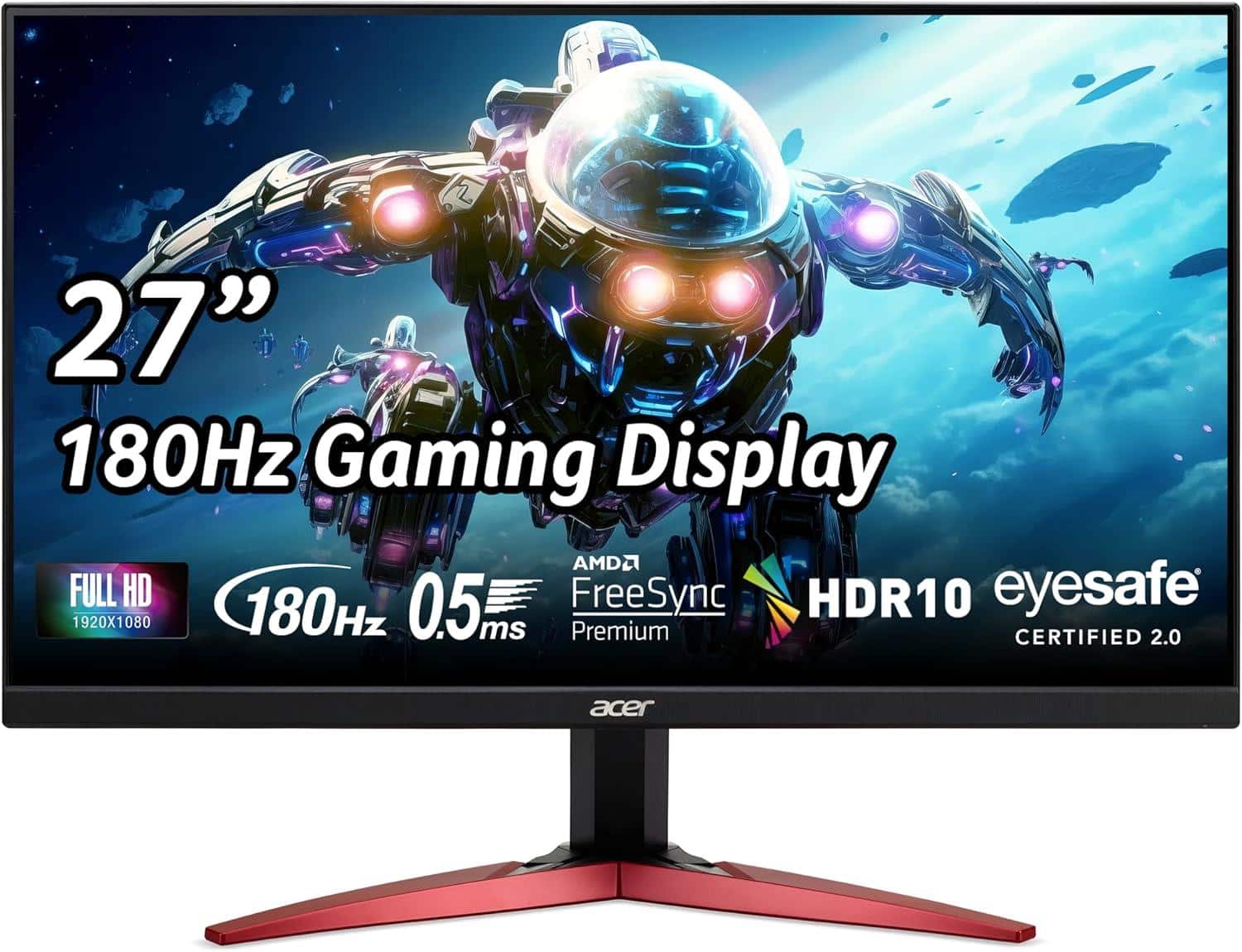 Acer - Refurbished Excellent - Refurbished Nitro KG271 M3BIIP 27" LCD Monitor 180Hz 1920x1080 Full HD IPS 1ms Response Time - Black