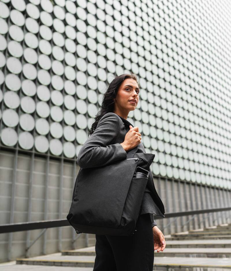 Alt View 10. ALPAKA - Flow Totepack Laptop Backpack for Men, 16" Laptop Compartment + 11" Tablet Sleeve, Tote/Backpack, Bottle Pocket - Black Axoflux 400D Washed Nylon.