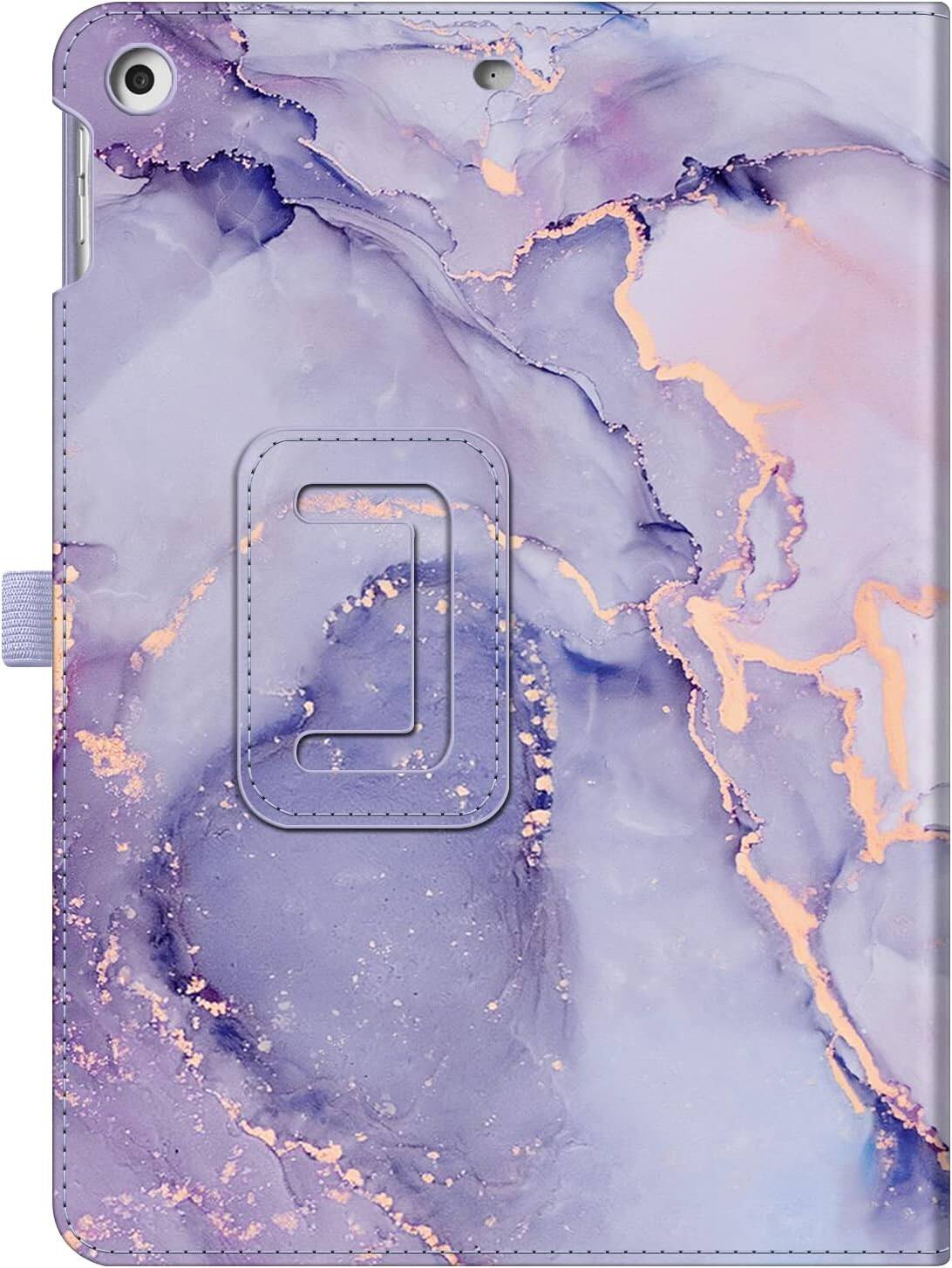 Alt View 5. Fintie - Folio Case For iPad 9th/8th/7th Gen 10.2 Inch, Lightweight Premium Vegan Leather Stand Cover Auto Wake/Sleep - Lilac Marble.