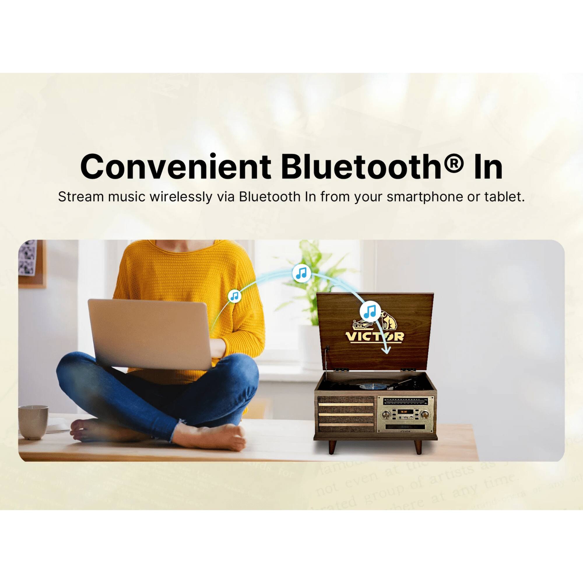 Convenient Bluetooth® In  
Stream music wirelessly via Bluetooth In from your smartphone or tablet.