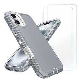 Entronix - iPhone 17 Bundle - Heavy Duty Case and 2 Clear Screen Protectors - Gray