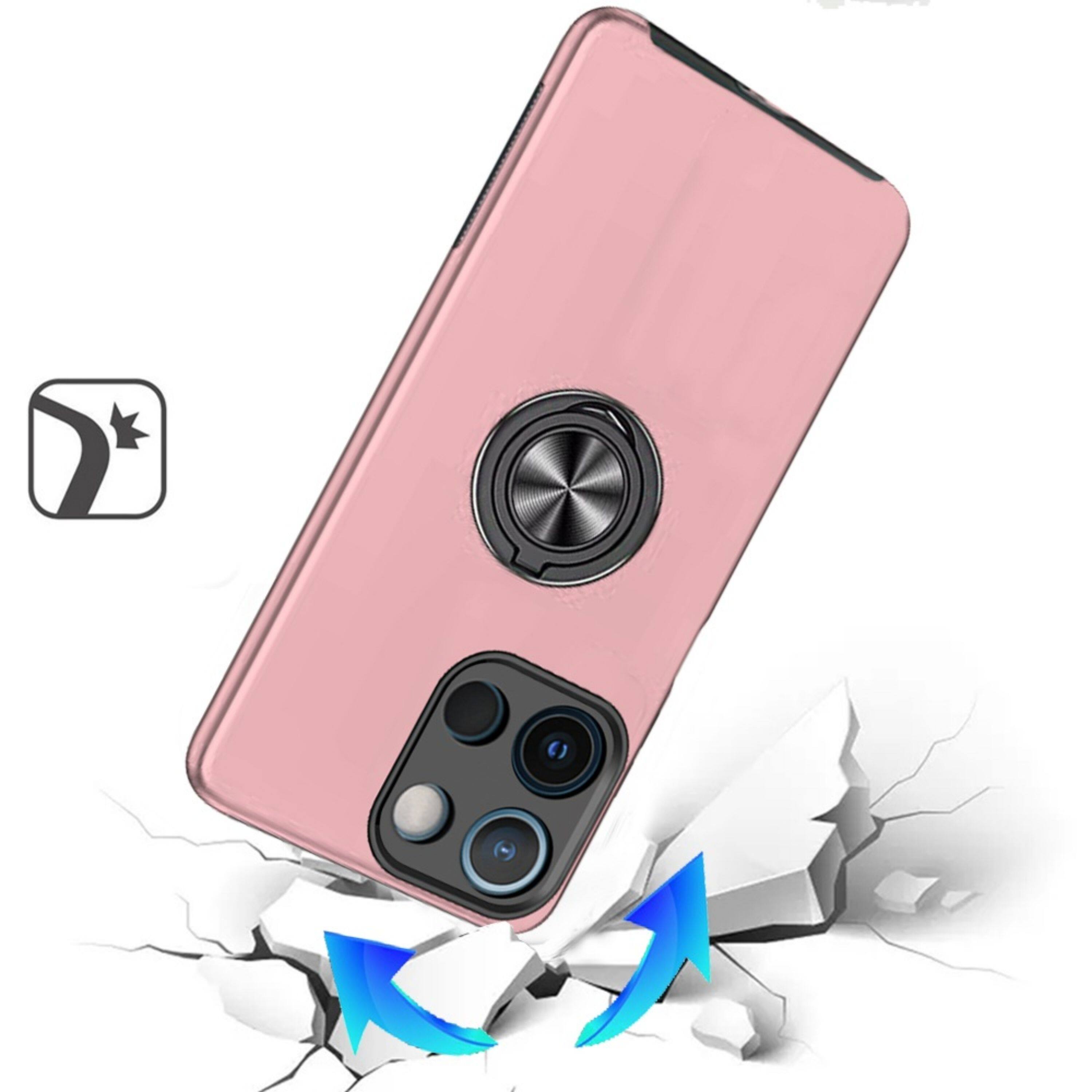 Left. Kitcheniva - Rubber Dual Layer With Magnetic Ring Case Plus Tempered Glass For Moto G Power 2025/2026 Rose Gold - Rose Gold.