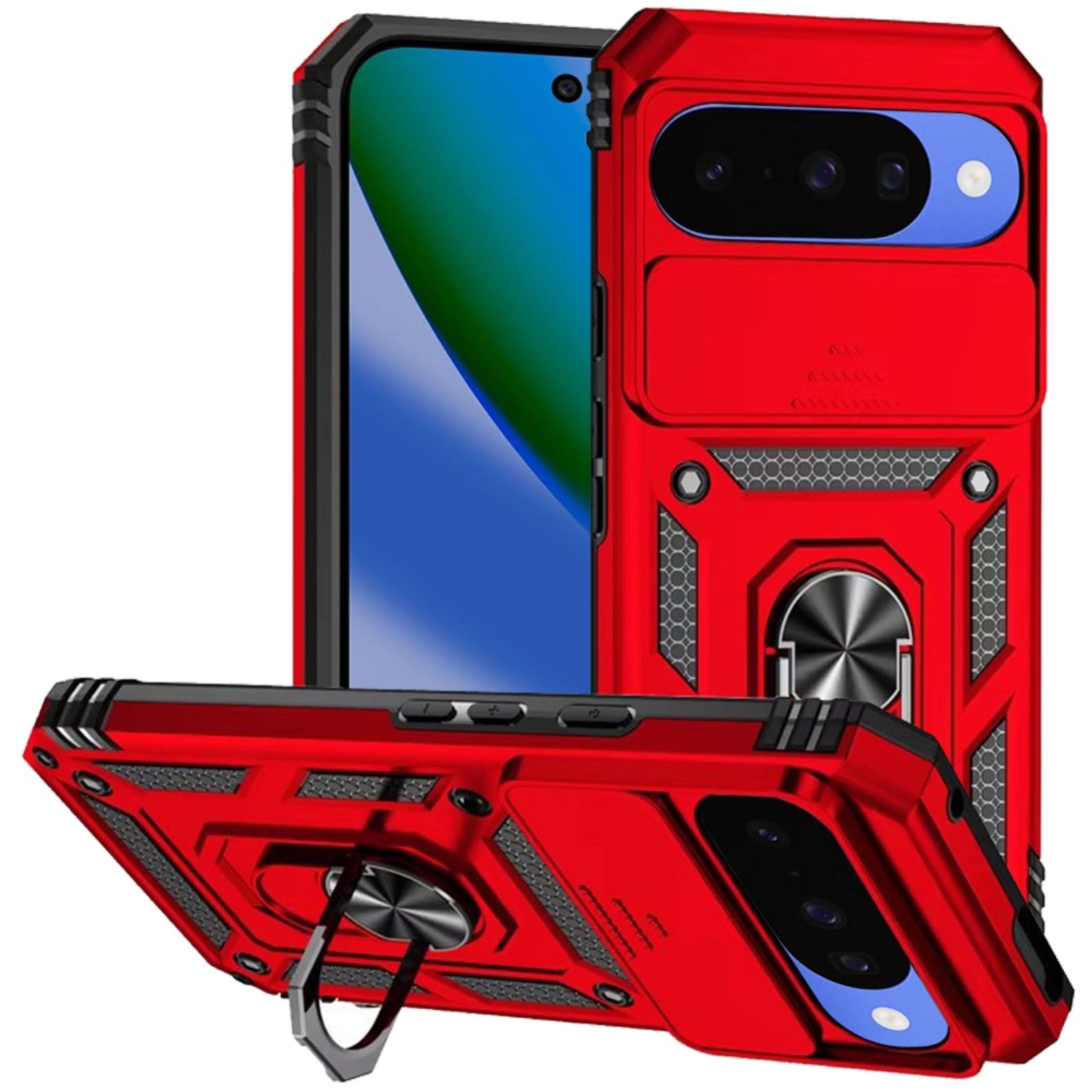 Kitcheniva - Case Shockproof RingStand Camera Lens And Tempered Glass For Google Pixel 11/11 Pro - Red price history on PriceWatchPro