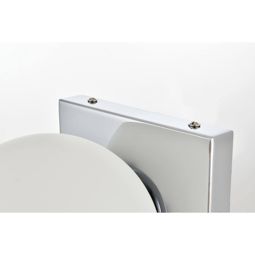 Back. Living District - Jaylin 1 light Chrome and frosted white Bath Sconce - Chrome And Frosted White.