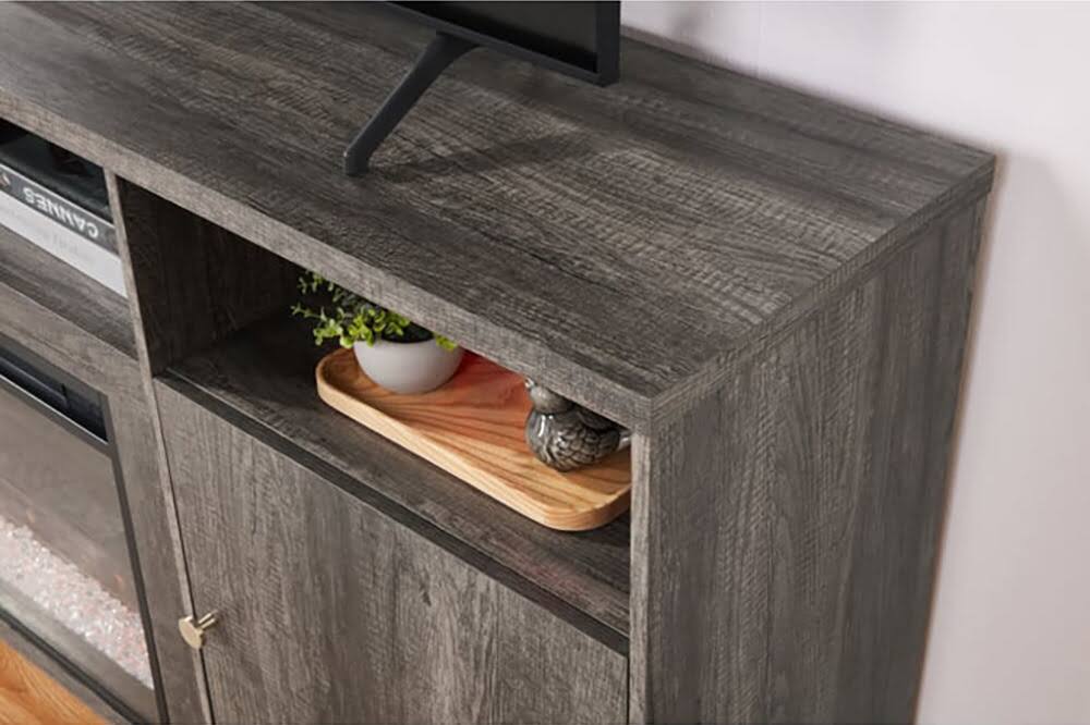 Left. Lilola Home - Ambrose 70" TV Stand with Fireplace - Gray - Gray.
