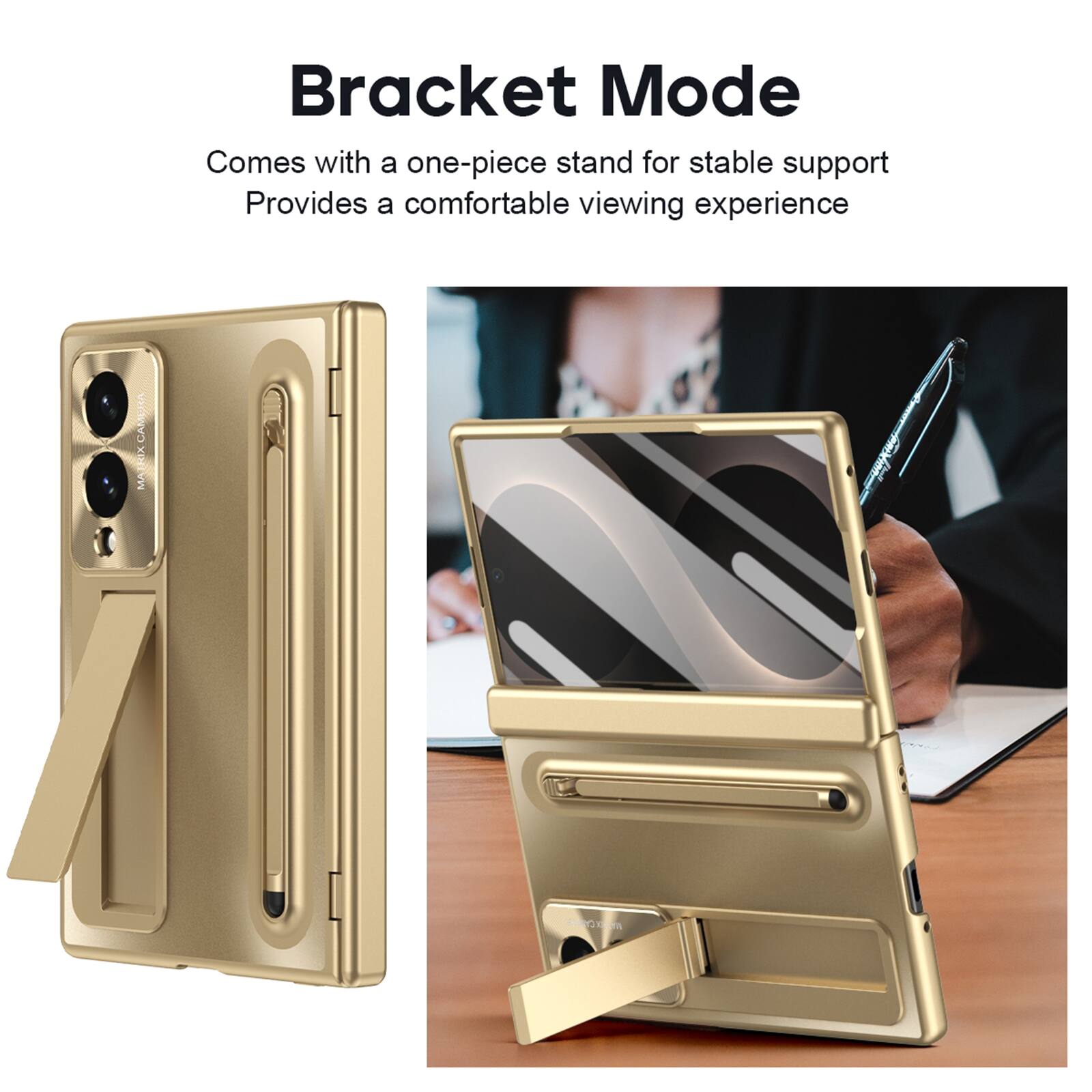 Bracket Mode  
Comes with a one-piece stand for stable support  
Provides a comfortable viewing experience