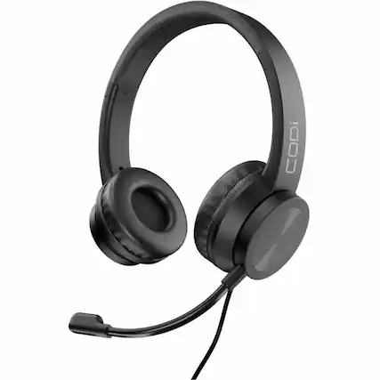 Front. CODi - CODi Voice-Isolating USB-C Headset with Boom Microphone - Microsoft Teams Certification - Stereo - USB Type C - Wired - Black.